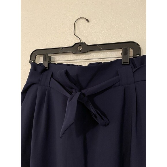 Grace Karin Navy Blue High Rise Paperbag Skinny Cropped Belted Pants Sz XL - Picture 4 of 5